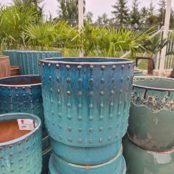 Doniczka ceramiczna ogrodowa cylinder turkusowy 35cm