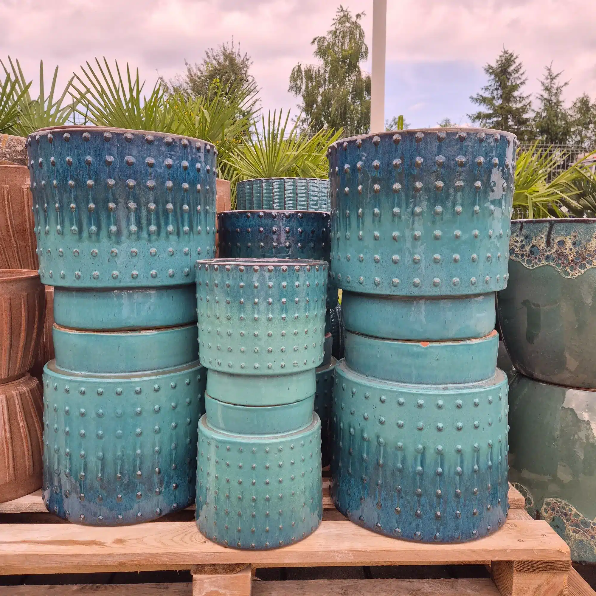 Doniczka ceramiczna ogrodowa cylinder turkusowy 30cm