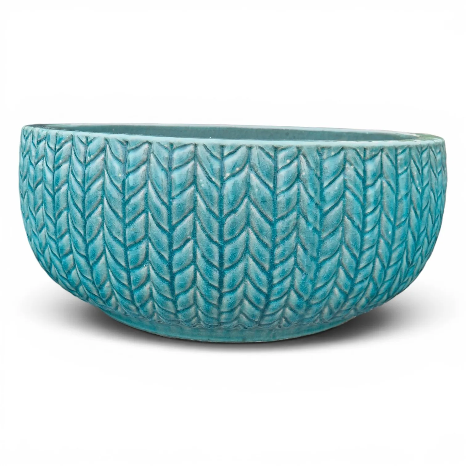 Doniczka ceramiczna ogrodowa niska misa niebieska 45cm